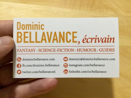 Cartes professionnelles Dominic Bellavance